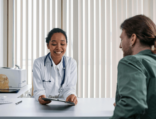 Patient smiling in clinic