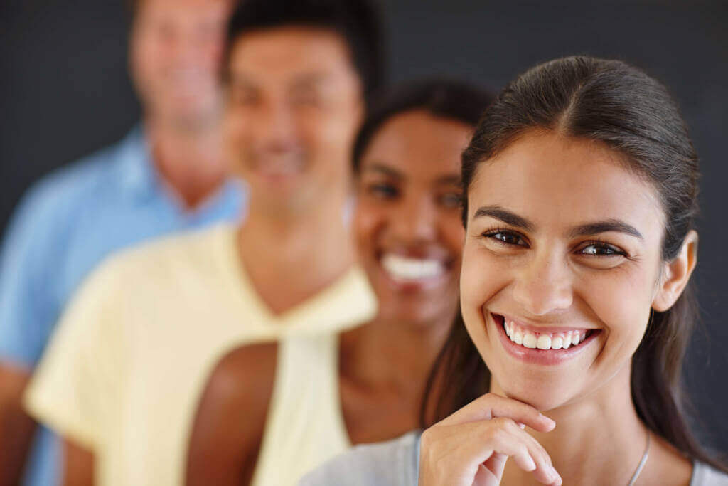 Happy people smiling